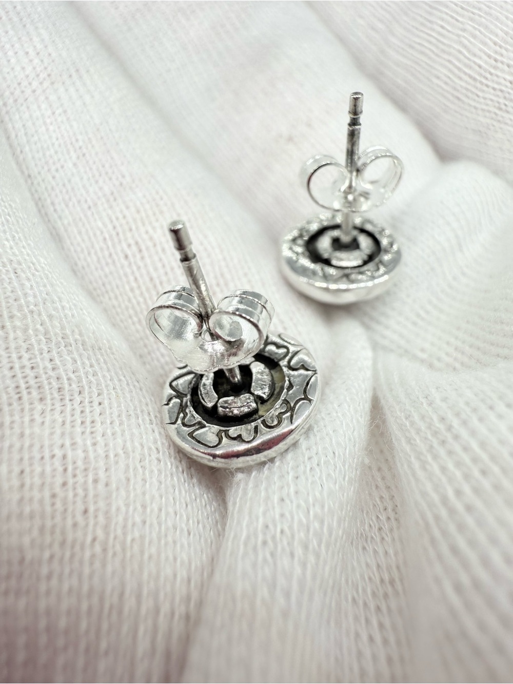 Sterling Silver Two-Tone Dome Stud Earrings - Silver & Gold Accent - Picture 7 of 14